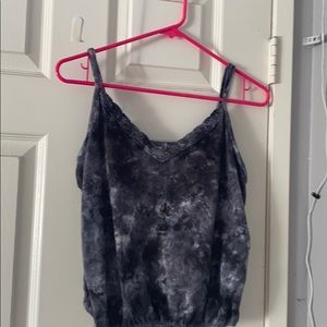 Grey tie dye lace tank